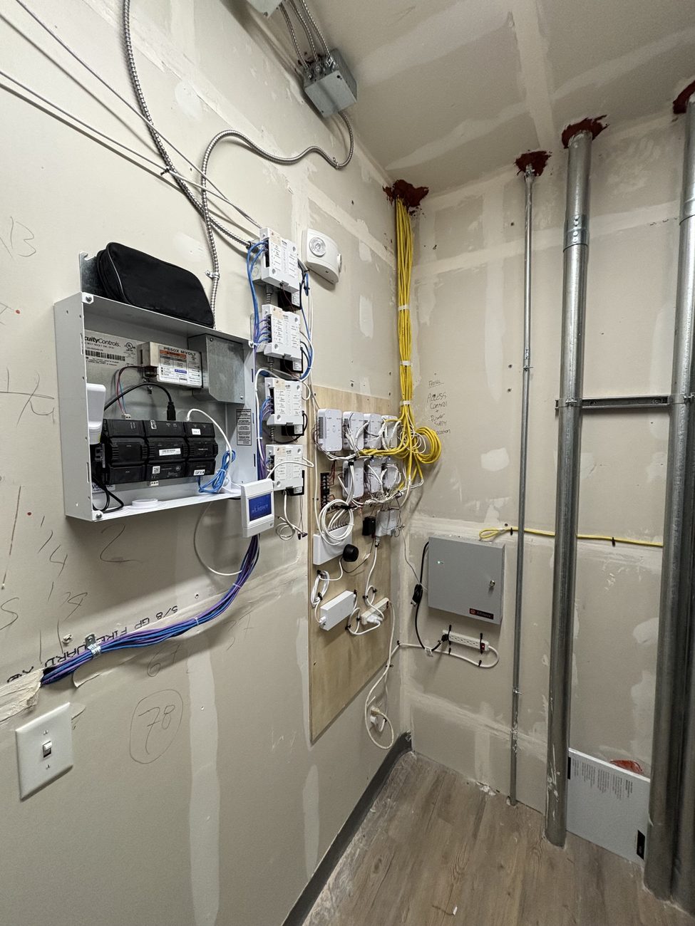 Automation and low voltage wiring panel in a utility room